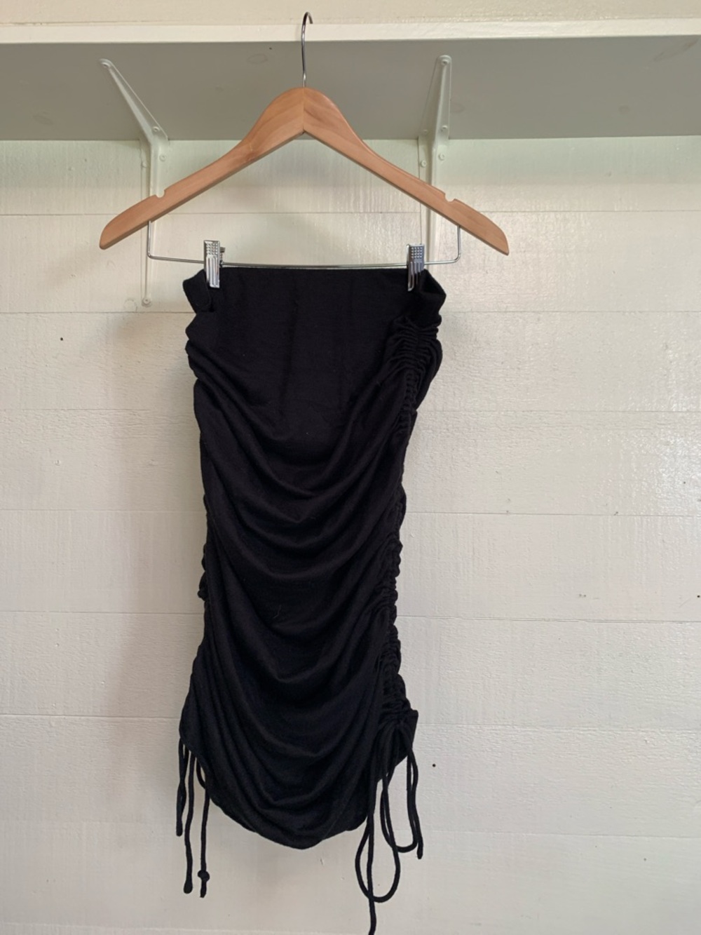 Wilfred Black Skirt with Adjustable Ruched Tie Sides